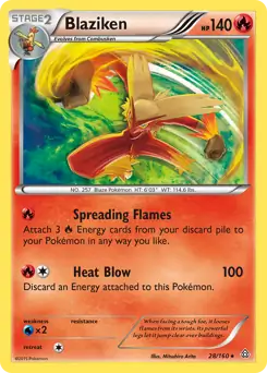 Blaziken Holo Pokemon card from Primal Clash
