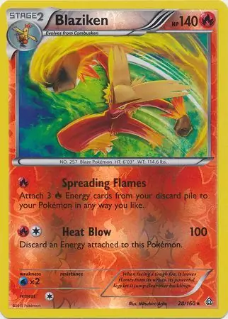 Blaziken Reverse Holo Pokemon card from Primal Clash