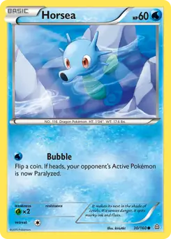 Horsea Pokemon card from Primal Clash