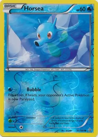 Horsea Reverse Holo Pokemon card from Primal Clash