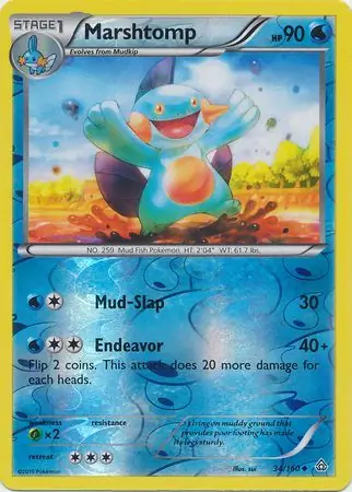 Marshtomp Reverse Holo Pokemon card from Primal Clash