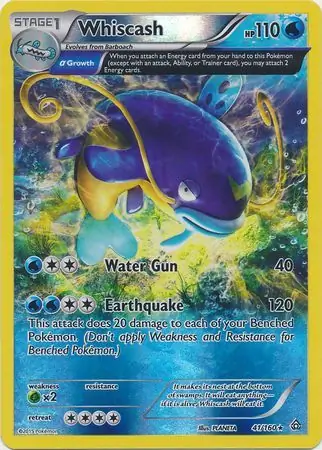 Whiscash Reverse Holo Pokemon card from Primal Clash