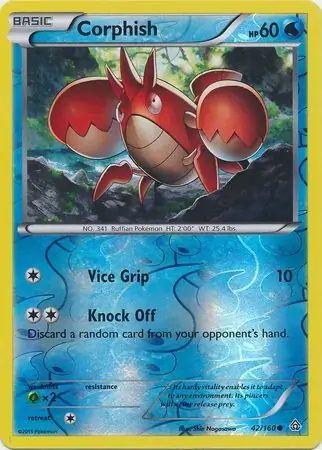 Corphish Reverse Holo Pokemon card from Primal Clash