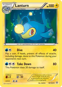 Lanturn Pokemon card from Primal Clash