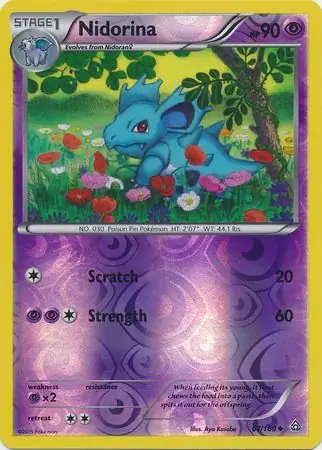 Nidorina Reverse Holo Pokemon card from Primal Clash