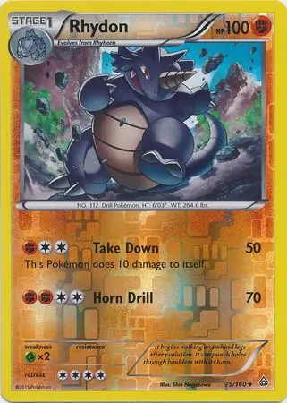 Rhydon Reverse Holo Pokemon card from Primal Clash