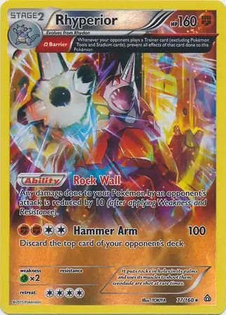 Rhyperior Reverse Holo Pokemon card from Primal Clash