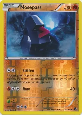 Nosepass Reverse Holo Pokemon card from Primal Clash