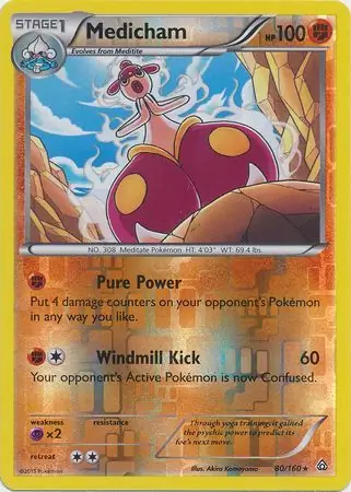Medicham Reverse Holo Pokemon card from Primal Clash