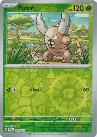 Pinsir Reverse Holo Pokemon card from Prismatic Evolutions