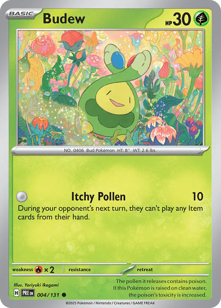 Budew Pokemon card from Prismatic Evolutions