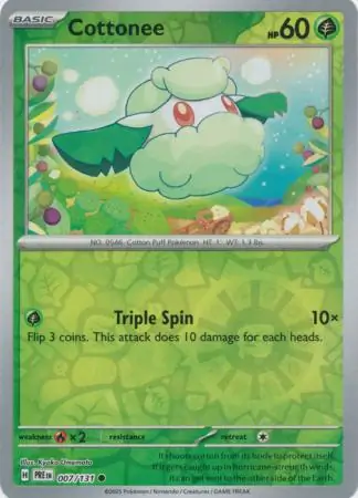 Cottonee Reverse Holo Pokemon card from Prismatic Evolutions