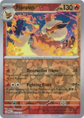 Flareon Reverse Holo Pokemon card from Prismatic Evolutions