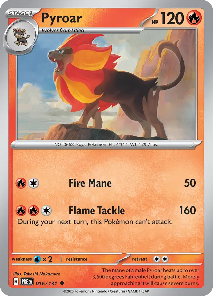 Pyroar Pokemon card from Prismatic Evolutions