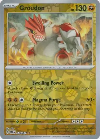 Groudon Reverse Holo Pokemon card from Prismatic Evolutions