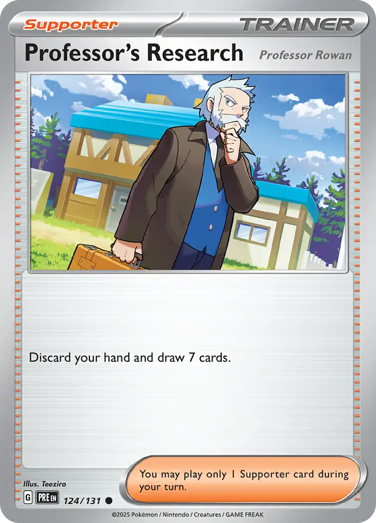 Professor's Research Rowan Pokemon card from Prismatic Evolutions