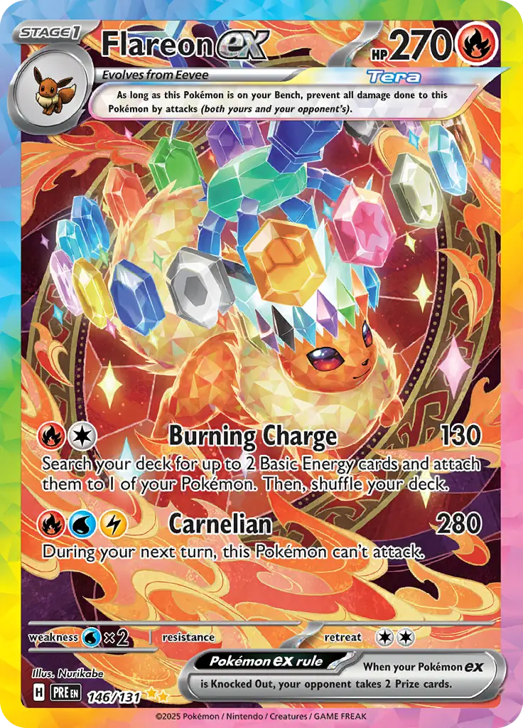 Flareon ex Pokemon card from Prismatic Evolutions