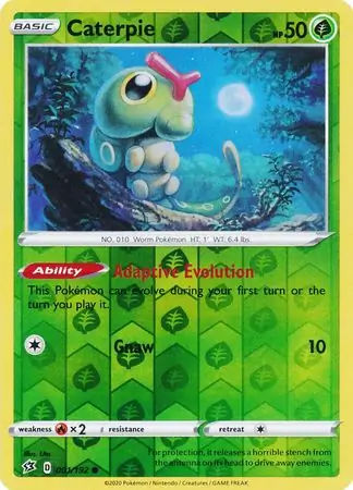 Caterpie Reverse Holo Pokemon card from Rebel Clash