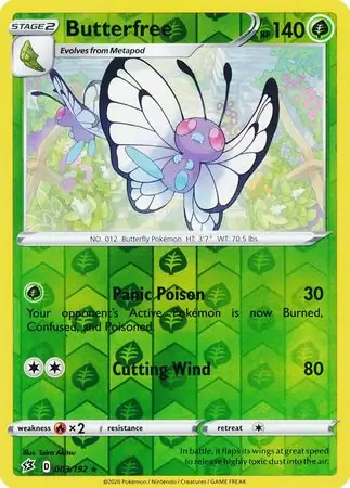 Butterfree Reverse Holo Pokemon card from Rebel Clash