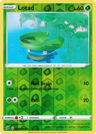 Lotad Reverse Holo Pokemon card from Rebel Clash