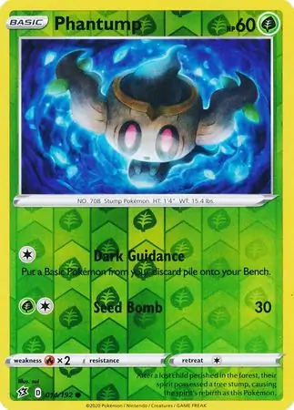 Phantump Reverse Holo Pokemon card from Rebel Clash