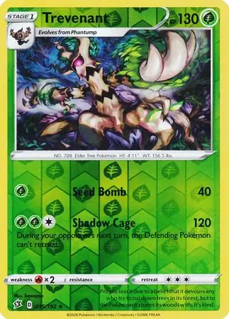 Trevenant Reverse Holo Pokemon card from Rebel Clash
