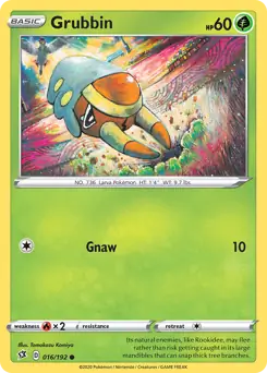 Grubbin Pokemon card from Rebel Clash