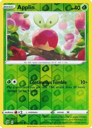 Applin Reverse Holo Pokemon card from Rebel Clash
