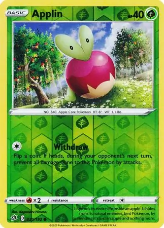 Applin Reverse Holo Pokemon card from Rebel Clash