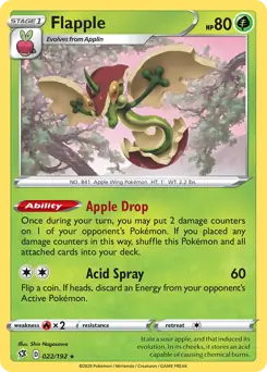 Flapple Pokemon card from Rebel Clash