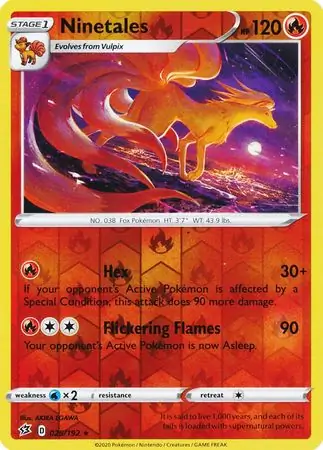 Ninetales Reverse Holo Pokemon card from Rebel Clash