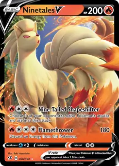 Ninetales V Pokemon card from Rebel Clash