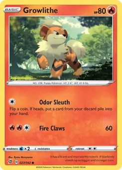 Growlithe Pokemon card from Rebel Clash