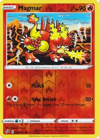 Magmar Reverse Holo Pokemon card from Rebel Clash