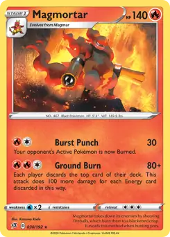 Magmortar Pokemon card from Rebel Clash