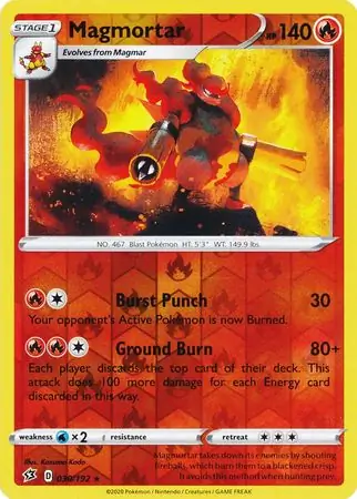 Magmortar Reverse Holo Pokemon card from Rebel Clash