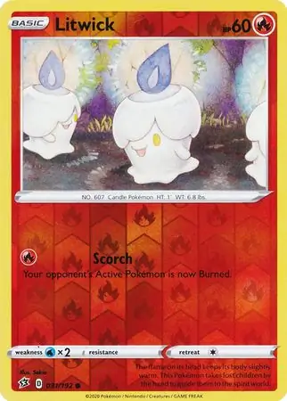 Litwick Reverse Holo Pokemon card from Rebel Clash