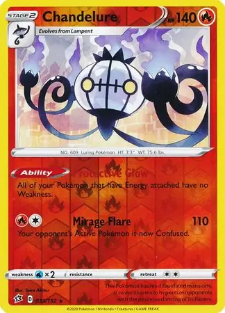 Chandelure Reverse Holo Pokemon card from Rebel Clash