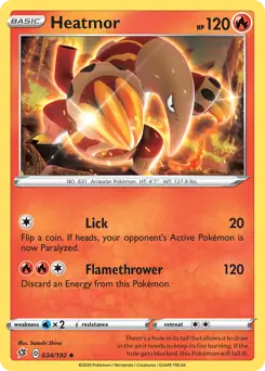 Heatmor Pokemon card from Rebel Clash