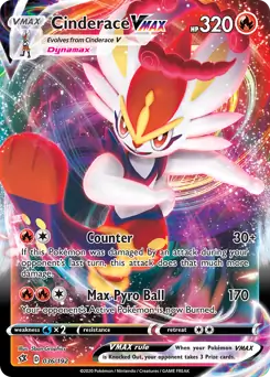 Cinderace VMAX Pokemon card from Rebel Clash