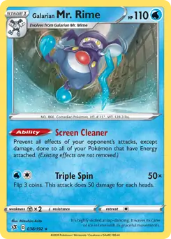 Galarian Mr. Rime Pokemon card from Rebel Clash
