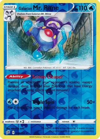 Galarian Mr. Rime Reverse Holo Pokemon card from Rebel Clash