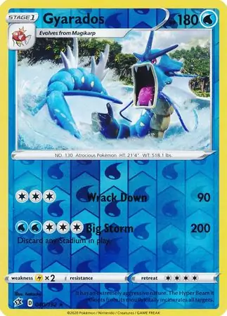 Gyarados Reverse Holo Pokemon card from Rebel Clash