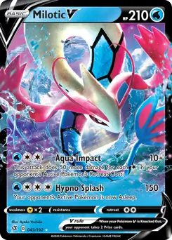 Milotic V Pokemon card from Rebel Clash