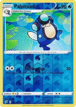 Palpitoad Reverse Holo Pokemon card from Rebel Clash