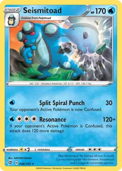Seismitoad Pokemon card from Rebel Clash
