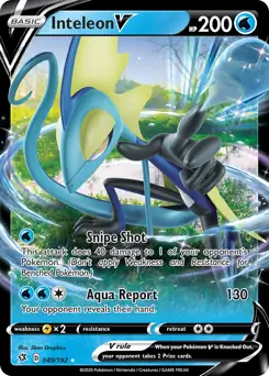 Inteleon V Pokemon card from Rebel Clash
