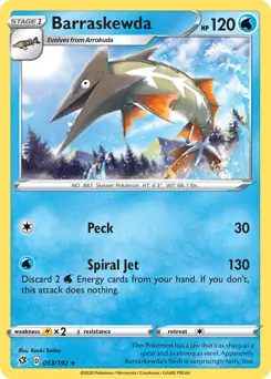 Barraskewda Pokemon card from Rebel Clash