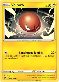Voltorb Pokemon card from Rebel Clash