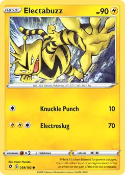 Electabuzz Pokemon card from Rebel Clash